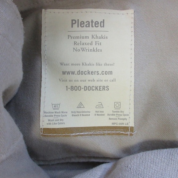 Dockers Khakis Pants Men 40 X 30 Ivory Cotton Linen Pleated No Wrinkles 578 - Picture 6 of 13